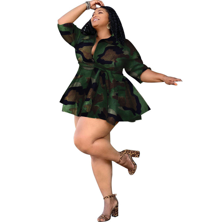 Elevate Your Night Out with the Lapel Tie Camouflage Cardigan Jacket